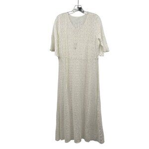Croft & Barrow Womens Chrochet Maxi Dress Two Piece Short Sleeve Ivory Small
